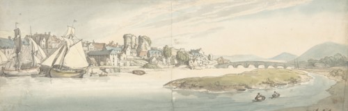 View of town on a river (Carwitham Castle)