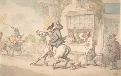 Dr. Syntax with a Balky Horse Before an Inn