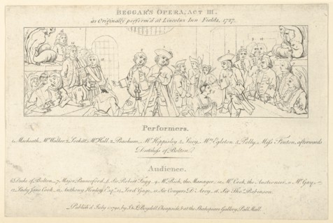 Key with List of Performers and Audience to: The Beggars Opera