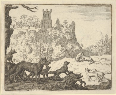 Renard Leaves with the badger. From Hendrick van Alcmar's Renard The Fox