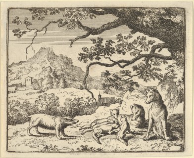Renard Receives a New Citation from the Badger. From Hendrick van Alcmar's Renard The Fox