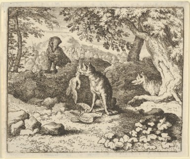 The Badger Hurries to Warn Renard of the Lion's Intention. From Hendrick van Alcmar's Renard The Fox