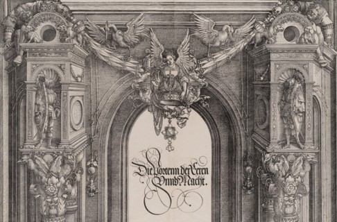 The Upper Section of the Entryway to the Central Portal with a Winged Figure Holding the Imperial Crown