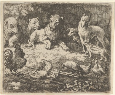 The Rooster Accuses Renard of the Murder of One of His Chickens from Hendrick van Alcmar's Renard The Fox