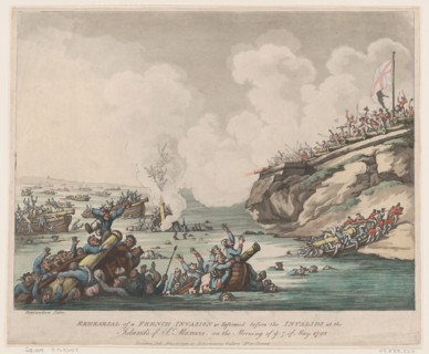 Rehearsal of a French Invasion as Performed before the Invalids at the Islands of St Marcou on the Morning of the 7th of May 1798