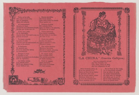 A broadsheet with a popular song 'La China' on the recto, on the verso the dance of 'Cuba Libre', ca. 1900-1910.