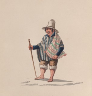 A Peruvian man, from a group of drawings depicting Peruvian costume, ca. 1848.