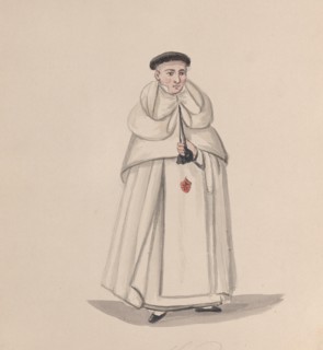 A priest from the Mercederian order (Order of Our Lady of Mercy), from a group of drawings depicting Peruvian costume, 1848.