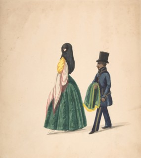 A Woman, Followed by Her Servant, 1840-50.
