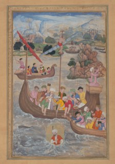 Alexander is Lowered into the Sea, Folio from a Khamsa (Quintet) of Amir Khusrau Dihlavi, 1597-98.