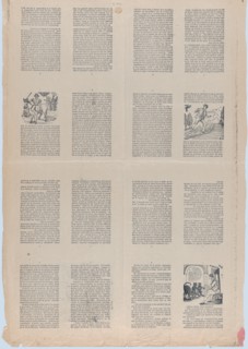 An uncut sheet printed on both sides with pages and illustrations: 'Perucho el Valeroso' and 'Perlina la encantadora', ca. 1900-1910.