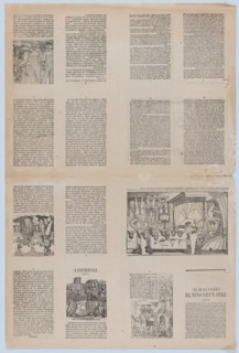 An uncut sheet printed on both sides with pages and illustrations: 'Ademdai' and 'Agraciado: El niño de un jeme', ca. 1900-1910.