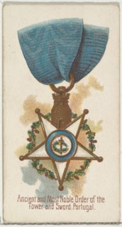 Ancient and Most Noble Order of the Tower and Sword, Portugal, from the World's Decorations series (N30) for Allen & Ginter Cigarettes, 1890.