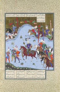 Bahram Gur Advances by Stealth against the Khaqan, Folio 577v from the Shahnama (Book of Kings) of Shah Tahmasp, ca. 1530-35.