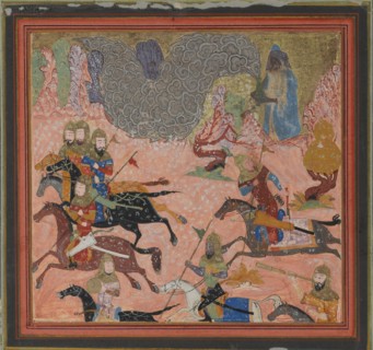 Bazur, the Magician, Raises up Darkness and a Storm, Folio from a Shahnama (Book of Kings), ca. 1430-40.
