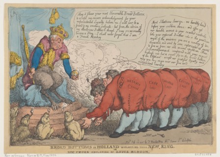 Broad Bottoms in Holland Worshiping Their New King, July 23, 1806.