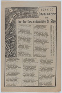 Broadsheet relating to a train accident in Silao and the many fatalities, 1920 (published).
