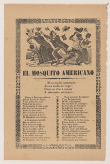 Broadsheet relating to the American Mosquito with verse critical of U.S. imperialism, 1903.