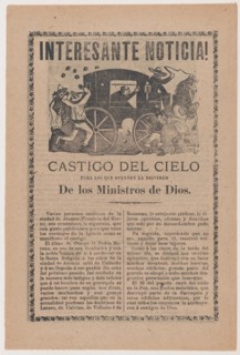Broadsheet relating to the story of a falling meteor that was interpreted by Catholics as God's punishment to the people of the town of Alamos for their poor reception of Bishop Pedro Moreno, 1903.