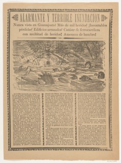 Broadsheet relating to the terrible flood in Guanajuato in 1905, 1905.