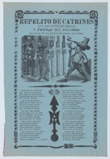 Broadsheet relating to womanizers who are standing on a corner looking up at a woman on a balcony, ca.1904.