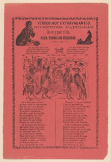 Broadsheet with extravagant verses relating to a parade of animals dressed in costume and a corrido about an encounter between various animals., ca. 1895-1910.