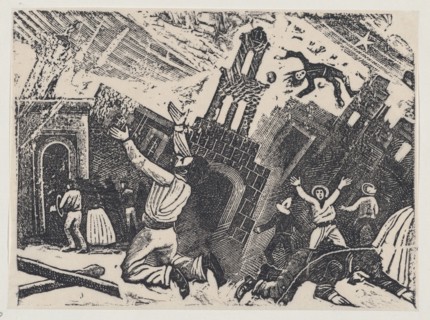 Chaos during an earthquake, ca. 1880-1910.