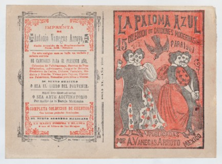 Cover for 'La Paloma Azul : Coleccion de Canciones Modernas Para 1901', two couples dancing while a dove flies in between them, ca. 1901.