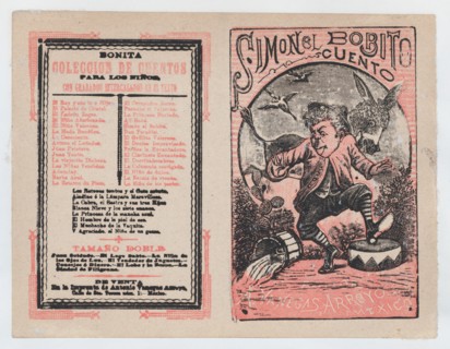 Cover for 'Simonel Bobito', a man stomping and a donkey in the background, ca. 1890-1910.