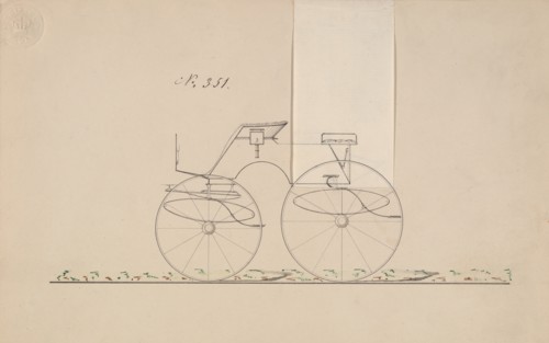 Design for 4 seat Phaeton, no top, no. 351, 1850-70.