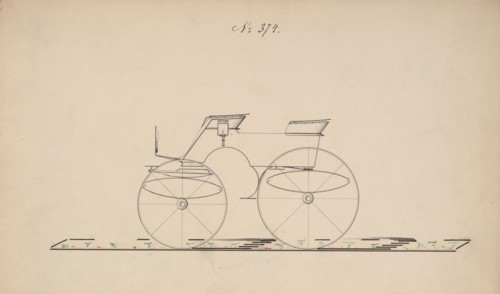 Design for 4 seat Phaeton, no top, no. 374, 1850-70.