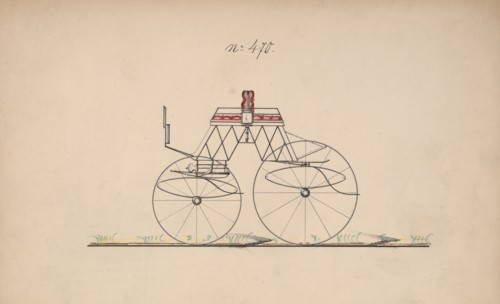 Design for 4 seat Phaeton, no top, no. 470, 1850-70.