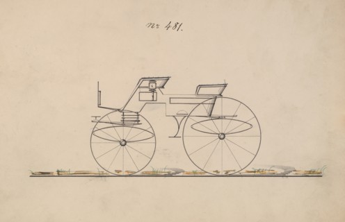 Design for 4 seat Phaeton, no top, no. 481, 1850-70.