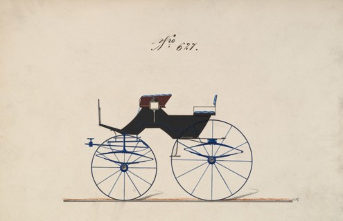 Design for 4 seat Phaeton, no top, no. 627, 1850-70.