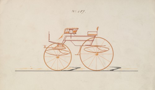 Design for 4 seat Phaeton, no top, no. 689, 1850-70.