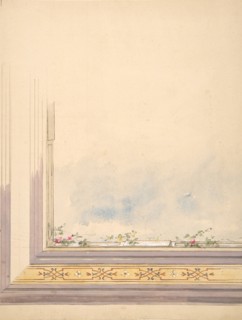 Design for a ceiling painted with clouds and flowering vines, 1830-97.