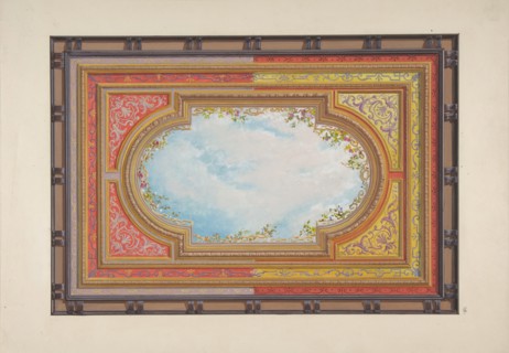 Design for a ceiling painted with trompe l'oeil clouds, 1830-97.