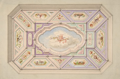 Design for a ceiling with a putto, second half 19th century.