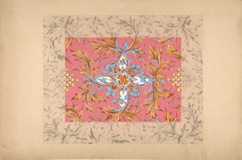 Design for a ceiling with floral design, second half 19th century.