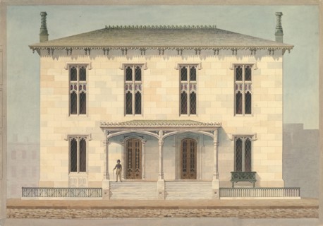 Design for a Double Townhouse (front elevation), ca. 1843.