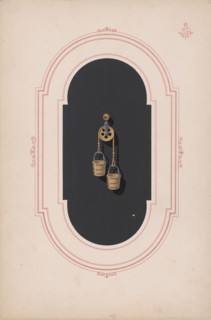 Design for a Gold Earring with Two Buckets and Pulley, ca. 1870-1900.