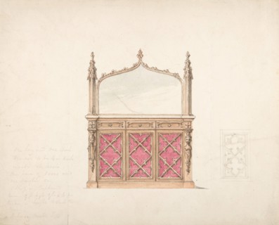 Design for a Gothic Style Mirrored Cabinet, early 19th century.