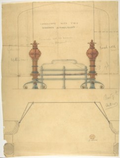 Design for a Grate, with Plan, 19th century.