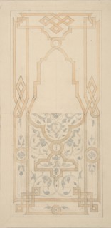 Design for a panel ornamented with strapwork and rinceaux, 1830-97.