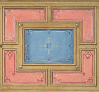 Design for a paneled ceiling, 19th century.