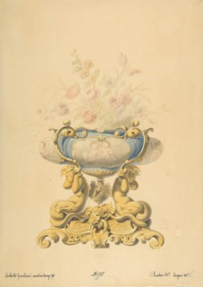 Design for a Porcelain Flower Bowl with Bronze Mount, 19th century.