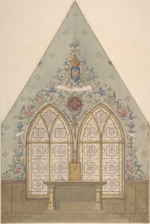 Design for Altar and Chapel, Farnborough, 1880-86.