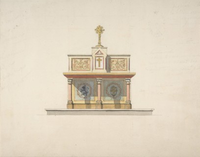 Design for an altar table surmounted by a crucifixion, second half 19th century.