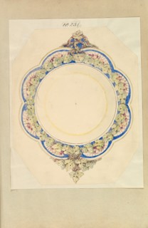 Design for an Eight- Lobed Platter with Leaf Handles, 1845-55.