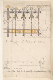 Design for an Iron Gate, Elevation and Plan, ca. 1880.